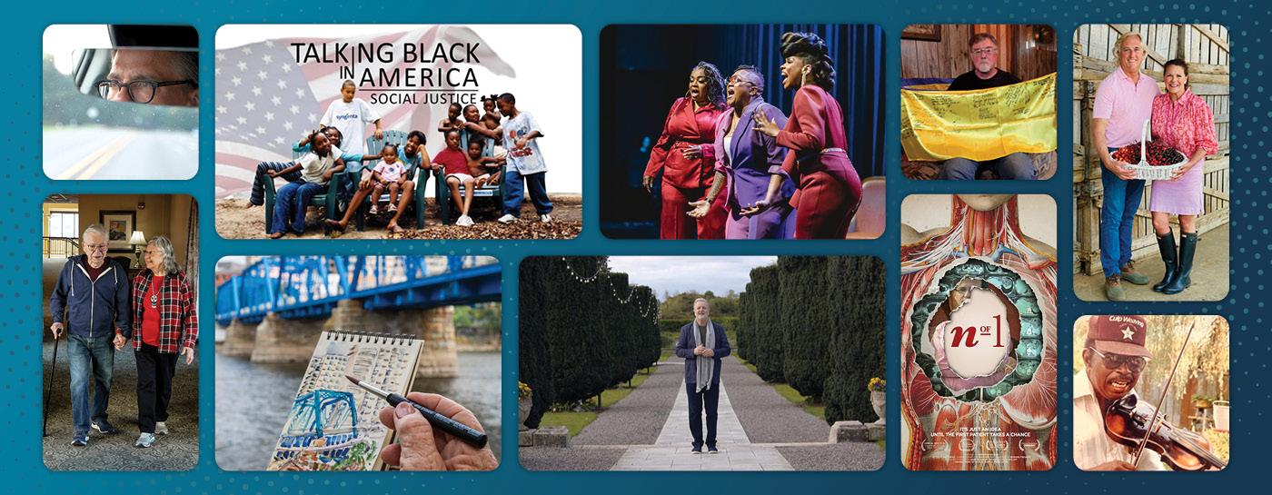 Images from shows available for streaming: The Only Day We Have; Talking Black in America: Social Justice; Black Divas; Support Line: America and the Track to Ukraine; French Magnolia Cooks; Inside Senior Living; Pocket Sketching; Ireland With Michael; N of 1; Black Fiddler