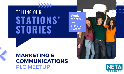 MarCom PLC Meetup: Telling Our Stations' Stories. MarCom PLC Meetup on Wednesday, march 5 at 2 PM ET.